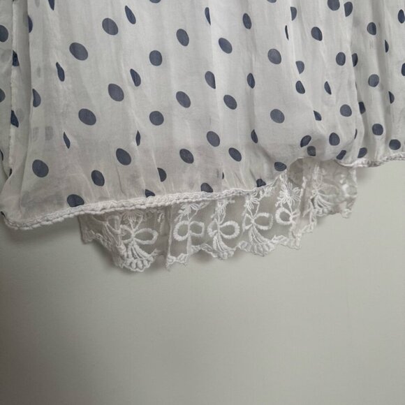 Italian 100% silk Sheer Polka Dot Tank Top with Lace M coastal cowgirl boho - Picture 5 of 6